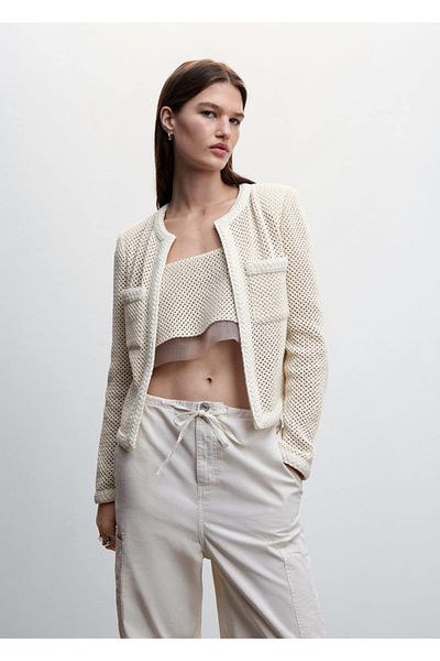 MANGO Woman Perforated Women's Knitwear Jacket