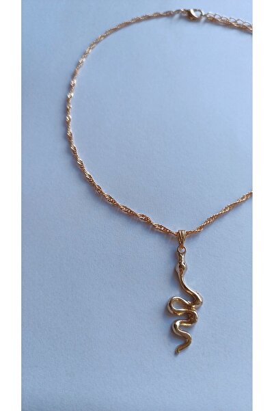 Fata Morgana Accessory Gold Burgu Zincirli Yılan Uçlu Kolye