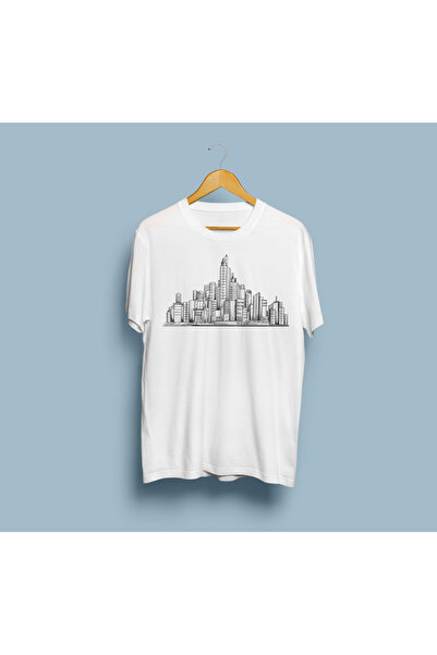 Unisex Bisiklet Yaka Oversize Baskılı T-Shirt