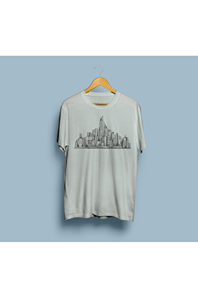 Unisex Bisiklet Yaka Oversize Baskılı T-Shirt