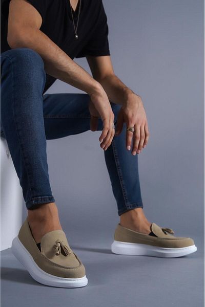 BZ Moda B818 BT Мъжки класически велурени обувки без връзки, цвят норка