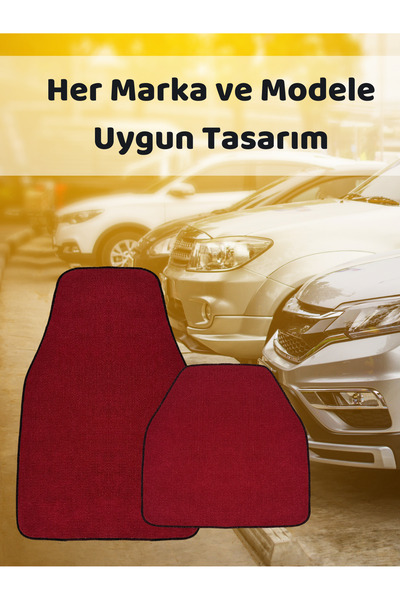 BEYLİNİ Oto Paspas Halı 5'li Set Her Araca Uygun Uzun Süre Dayanıklı Çift Taraflı Kullanım Bordo Renk