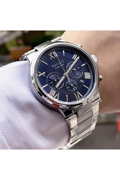 Ferrucci Men's Multifunctional Metal Band Wristwatch