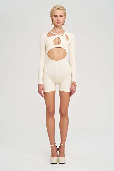 IAMNOTBASIC Jean Playsuit - Fildişi Tulum