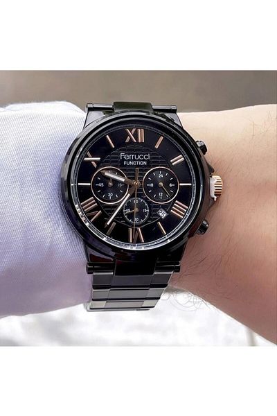 Ferrucci Men's Multifunctional Metal Band Wristwatch