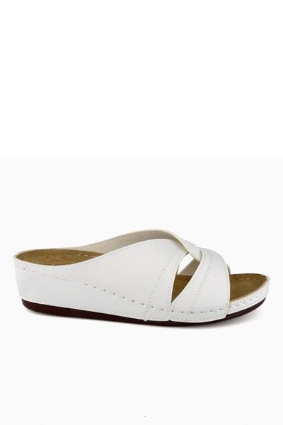 İncim Orthopedic Sole High Heel Mother Young Daily Out Home Slippers White Color