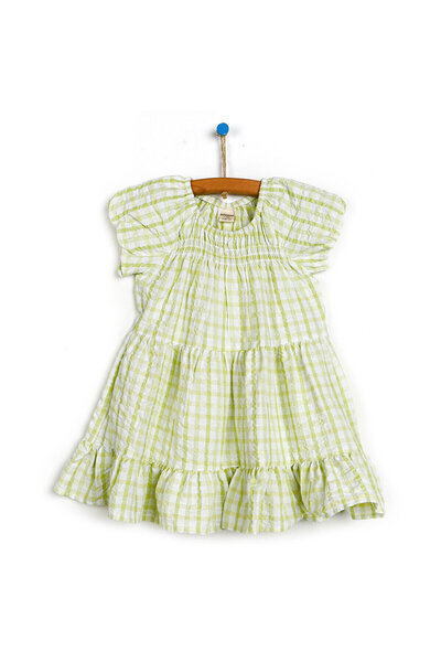 Genel Markalar Kız Bebek Elbise Summer Princess Modelli Yaka Kısa Kol Açık Yeşil 1 Yaş