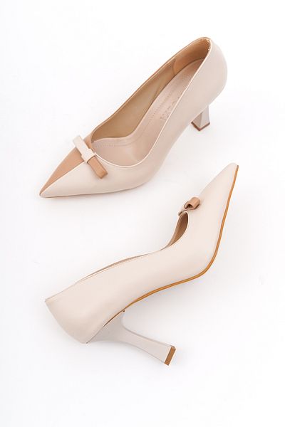 DİVOLYA Alissa Nude Beige Pointed Toe Heeled (8cm) Casual Shoes