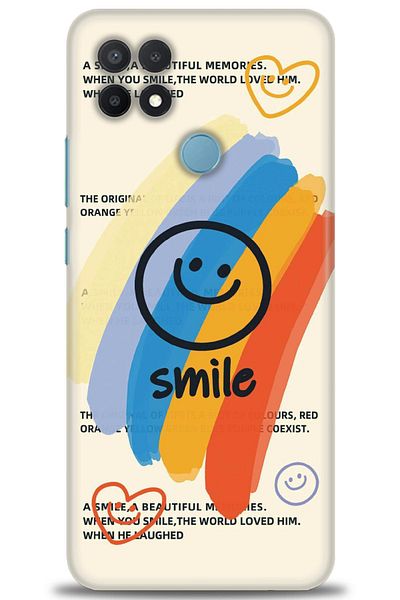 isesuar حافظة مطبوعة عالية الدقة لهاتف اوبو A15S - Smile + واقي شاشة كامل