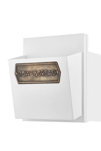 The Mia Galvanized Metal 37x27x17cm Hanging Bread & Newspaper Holder White Glv0524