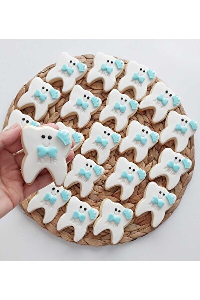 Tatlı Armağanlar Yenidoğan Baby Erkek Bebek Diş Butik Kurabiye - 20 Adet