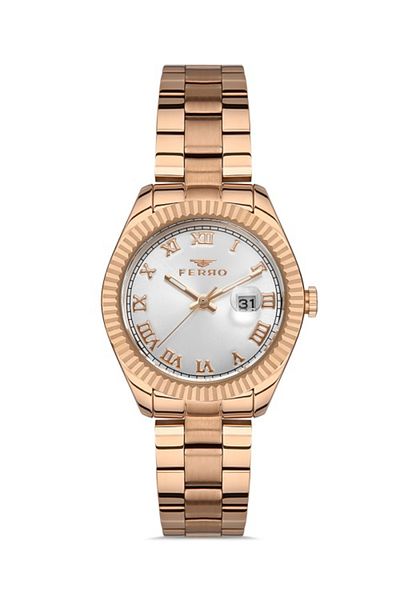 FERRO 33 mm Rose Steel Cord Women's Wristwatch Fl21295A-C (with Bracelet Gift)