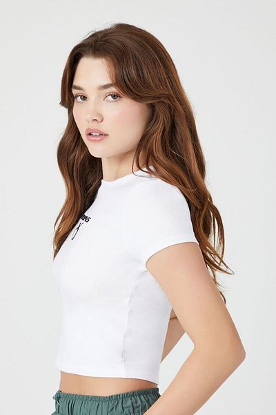Bengi Clothing Γυναικεία μπλούζα με κοντομάνικη στάμπα σε λευκό χρώμα