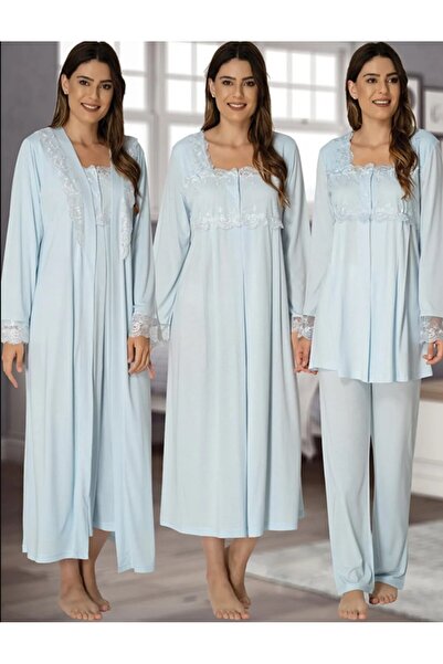Effort Pijama مجموعة من 4 قطع للحوامل باللون الأزرق من إيفورت 2405