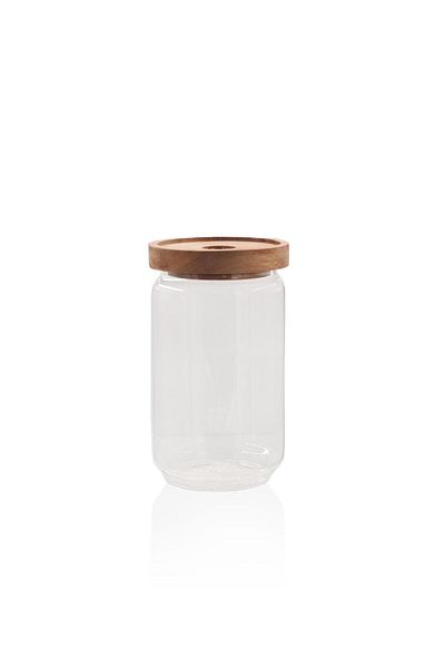 The Mia Glass Storage Container with Wooden Lid 700 ml