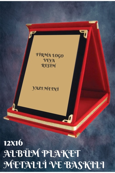 ONEF ALBÜM PLAKET 12X16 KIRMIZI KADİFE KUTULU KİŞİYE VEYA FİRMAYA ÖZEL BASKIL...