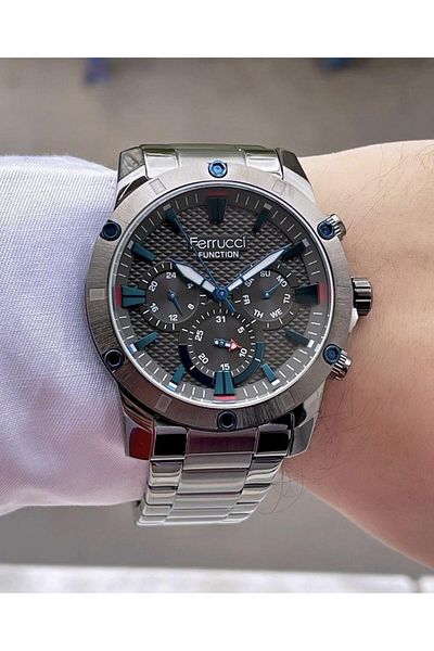Ferrucci Men's Multifunctional Metal Band Wristwatch