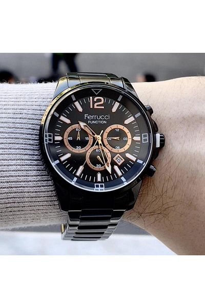 Ferrucci Men's Multifunctional Metal Band Wristwatch