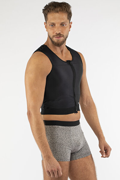 VİZOR Men's Chest Post Operation Compression Vest - Zippered