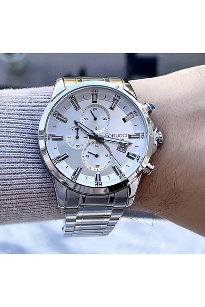 Ferrucci Men's Multifunctional Metal Band Wristwatch