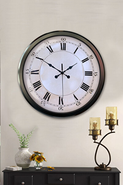 Platin Saat 52 Cm Siyah Metal Duvar Saati
