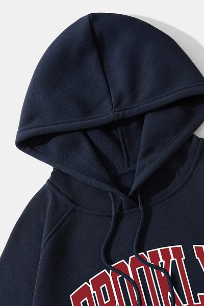 MODAGEN Unisex μπλουζάκι με κουκούλα Μπρούκλιν με στάμπα μεγάλου μεγέθους