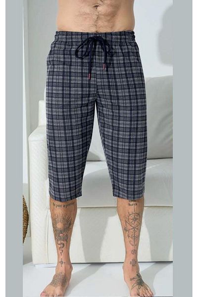 KLY PİJAMA KLY 195B Battal Large Size Plaid Single Capri