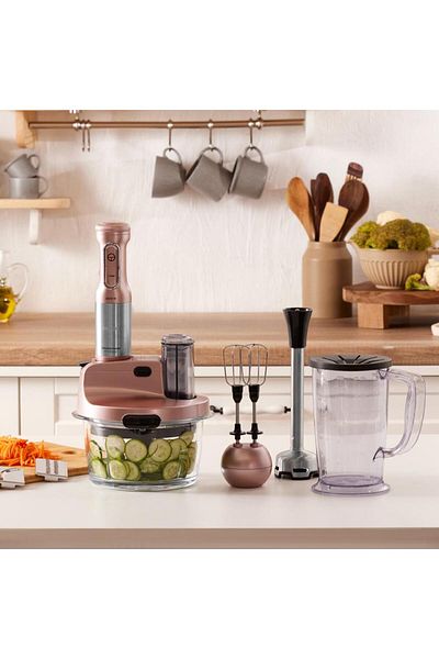 Karaca 8 in 1 Mastermaid Prosteel Glass Bowl 6 Blades Long Blender Standing Food Processor 2500 W
