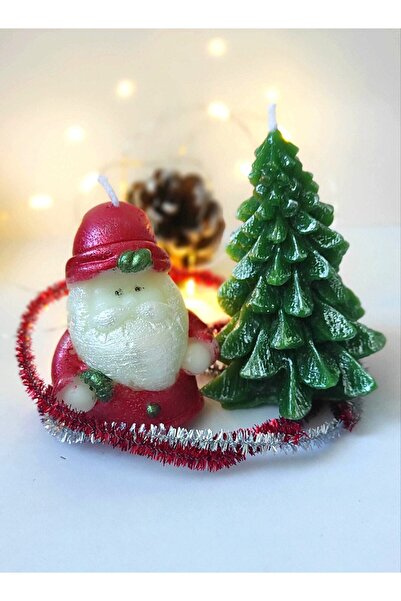 Candles Flame شجرة الصنوبر وشمعة عيد الميلاد سانتا كلوز هدية السنة الجديدة