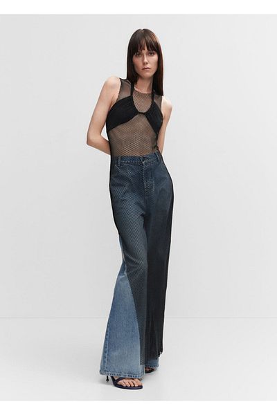 MANGO Woman Netzkleid mit Kristalldetail