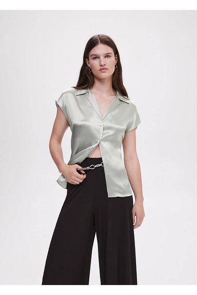 MANGO Woman Satin Silk Shirt