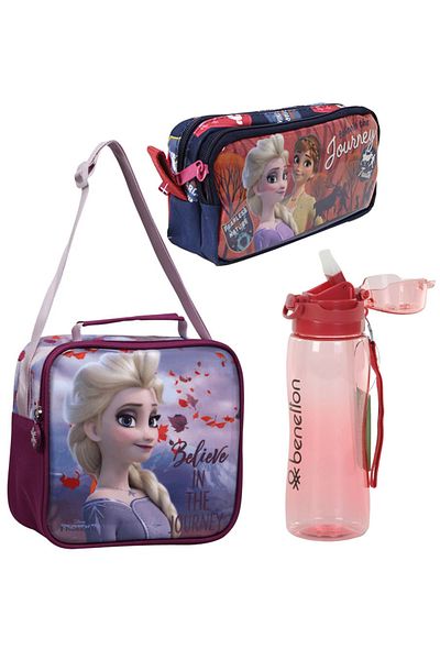 ELSA Frozen Licensed Lunch Box and Pencil Case Set - Including Benetton Water Bottle