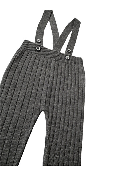 Asya Bebe Strappy Buttoned Baby Kids Knitwear Tights Salopet Smoked