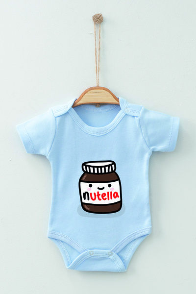 ADABEBEK سالوبيت للأطفال بأكمام قصيرة منقوش من القطن العضوي نوتيلا بنسبة 100%