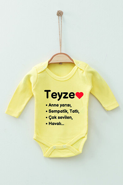 ADABEBEK %100 Pamuk Organik Teyze Desenli Uzun Kollu Body Badi Bebek Zıbın