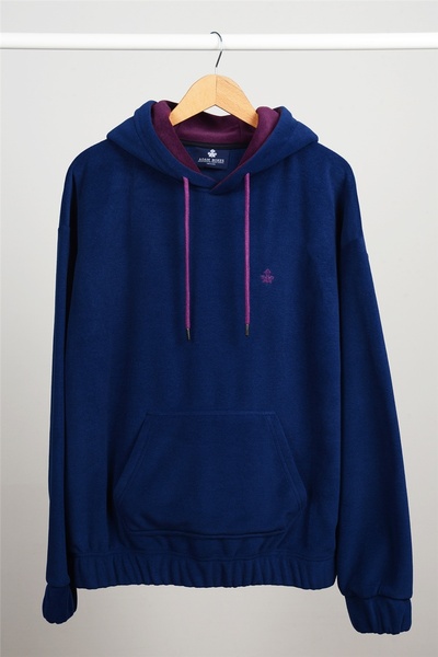 ADAM BOXES Oversize Hooded Fleece Sweatshirt N-myndo - Navy Blue