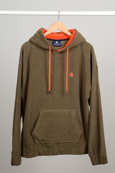 ADAM BOXES سويت شيرت قطبي كبير الحجم بغطاء للرأس N-Veilo - كاكي