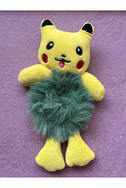 burçin مشبك كعكة مطاطي من القطيفة للنساء والفتيات على شكل بيكاتشو