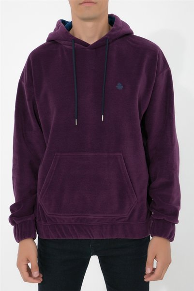 ADAM BOXES Oversize Hooded Fleece Sweatshirt N-myndo - Dark Purple