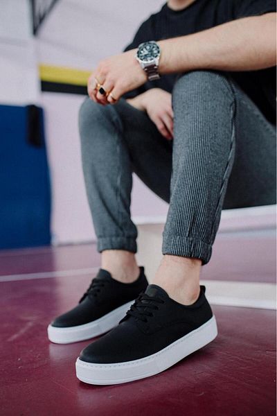 BZ Moda B077 Ανδρικά αθλητικά παπούτσια με ορθοπεδική σόλα BT Lace-Up Μαύρα