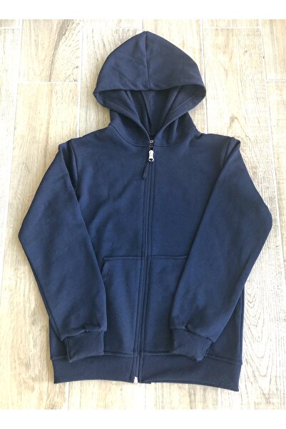 BİLGENS BUTİK Παιδική σχολική ζακέτα με κουκούλα με φερμουάρ μεσαίου πάχους