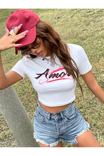 Jose Clothing ΓΥΝΑΙΚΕΙΑ ΛΕΥΚΗ ΕΚΠΤΩΜΕΝΗ ΚΟΝΤΟΜΑΝΙΚΗ ΣΤΟ ΣΩΜΑ OTURAN CROP TOP BABY TEE BLUZ