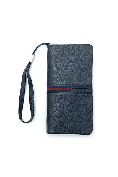 Eminsa Men's Navy Blue Leather Handbag, Clutch Wallet