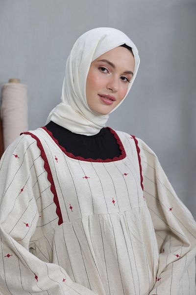 Modakaşmir Cozy Cotton Series Shawl Ecru