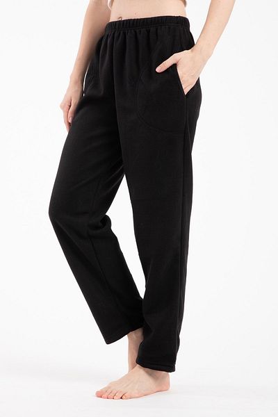 Pemilo Pantaloni de pijama pentru femei, negri, 450 de buzunar din lână