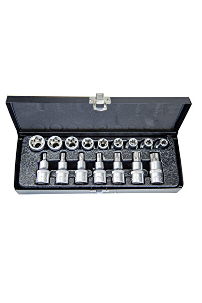 NTTolls NT Tools NCSET83 Set de prize Torx și tip E, 16 bucăți, 1/2 inch, CR-V