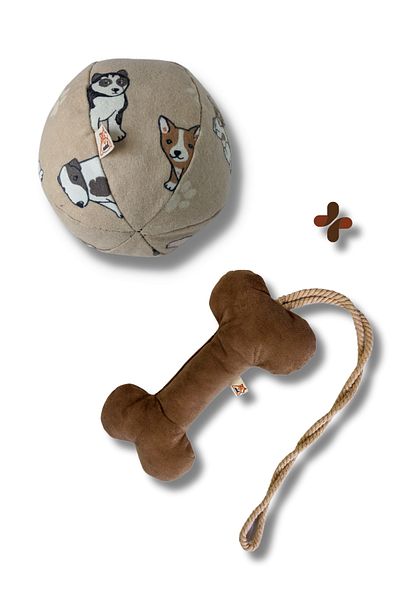 UTDpet Hoppie Sound Ball Dog Toy + Bestie Traction Bone Dog Toy
