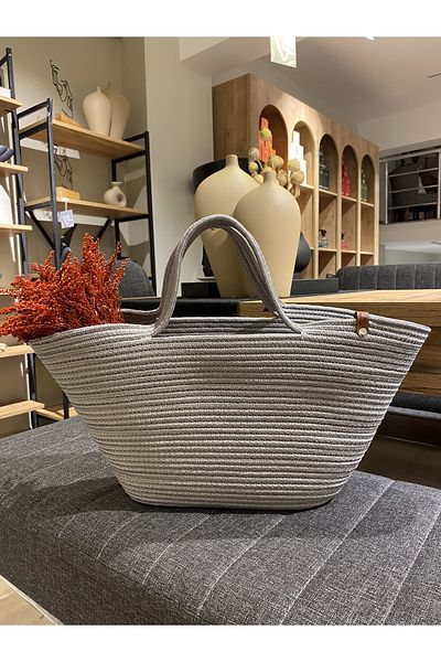 MaVaux Τσάντα παραλίας Jute Straw Look Τσάντα με λαβή γιούτας Vegan Bag
