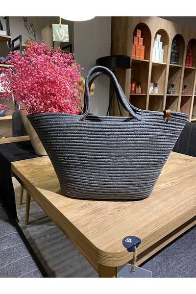 MaVaux Τσάντα παραλίας Jute Straw Look Τσάντα με λαβή γιούτας Vegan Bag