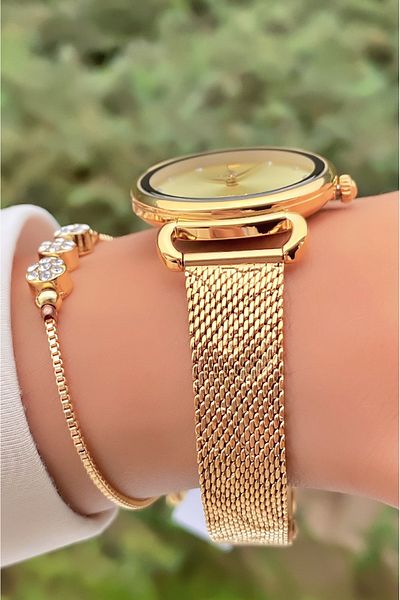 Fiesta Gold Yellow Steel Cord Bridal, Engagement, Wedding Small Case Wrist Watch - Bracelet